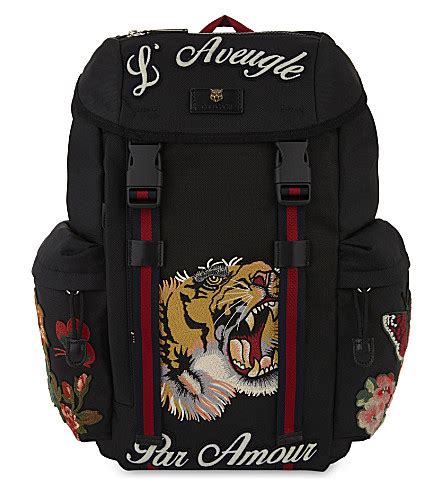 gucci embroidered tiger backpack|Gucci tiger button up.